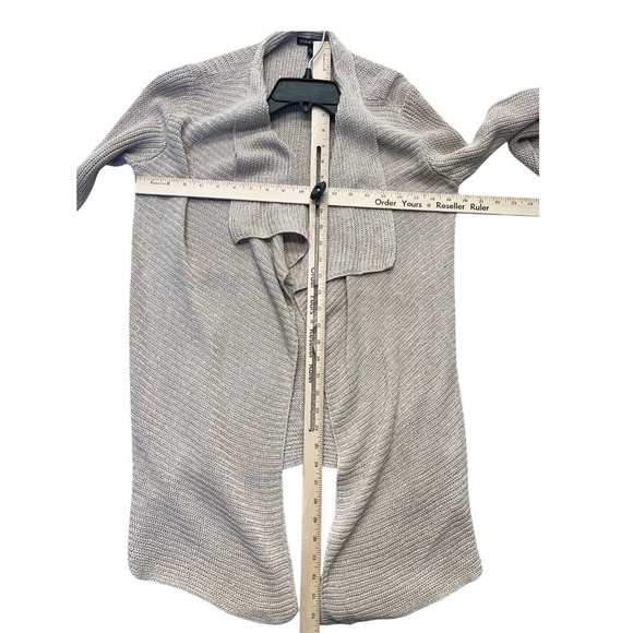 EILEEN FISHER Cardigan Womens XS Tan Organic Linen Knit Open Front Waterfall - Picture 5 of 8